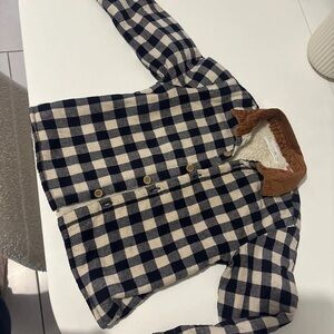 Zara Kids Blue and White Plaid Jacket
